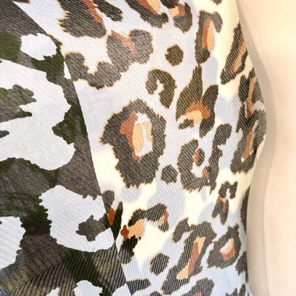 Cejon Leopard Print Blue Rectangle Scarf One Size - Picture 3 of 7